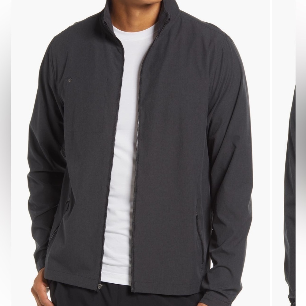 Vuori Venture Track Full Zip Jacket in Black Linen Texture Size XL